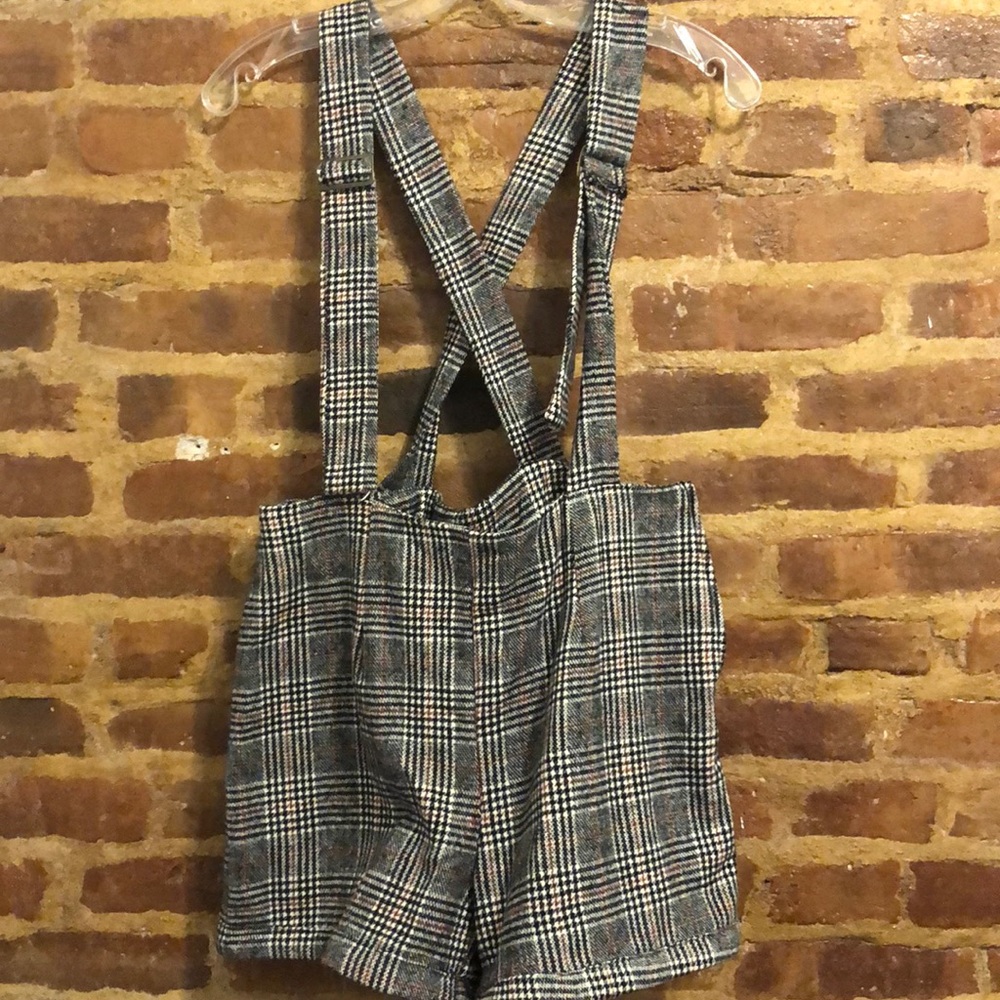 Plaid overall romper